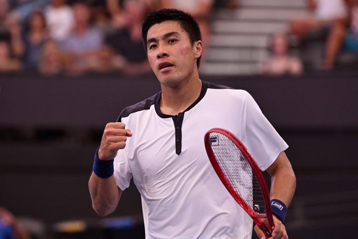 Brandon Nakashima of the US celebrates winning his men's singles semi-final match against Aleksandar Kovacevic of the US at the Brisbane International tennis tournament in Brisbane on January 10, 2026. William WEST / AFP
