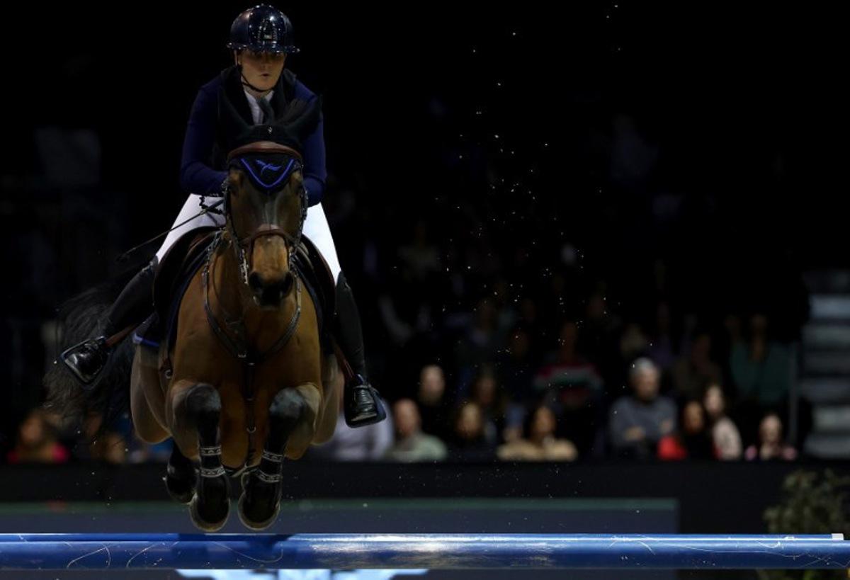 Ireland's Jessica Burke riding Nikey HH competes in the FEI World Cup Jumping event at the Parc des Expositions in Bordeaux, south-western France, on February 3, 2024. ROMAIN PERROCHEAU / AFP