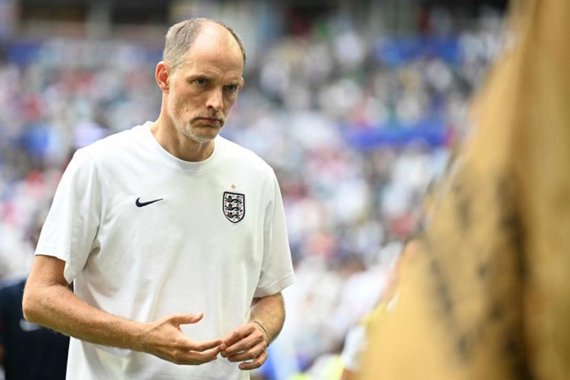 England's German head coach Thomas Tuchel gestures during the 2026 World Cup football tournament third-place match between France and England at the Miami Stadium in Miami on July 18, 2026. CHANDAN KHANNA / AFP