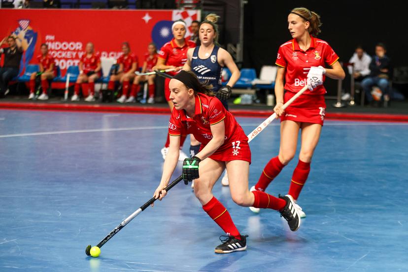 World Indoor Hockey Championship match between Belgium and USA in the Zatika hall on February 08. 2025 in Porec, Croatia. Marie Ronquetti Photo: Srecko Niketic/PIXSELL BENELUX ONLY