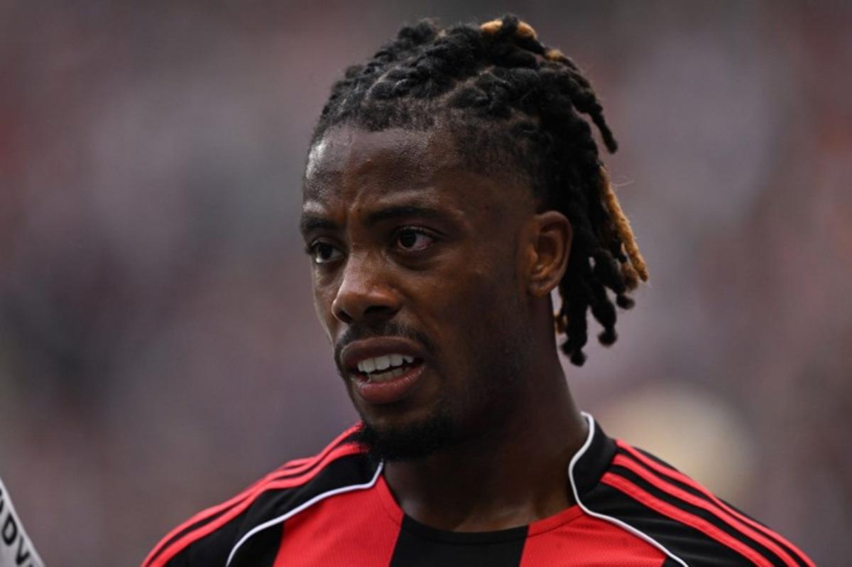 Frankfurt's French forward #17 Elye Wahi reacts during the German first division Bundesliga football match between Eintracht Frankfurt and Werder Bremen in Frankfurt am Main, western Germany on August 23, 2025. Kirill KUDRYAVTSEV / AFP