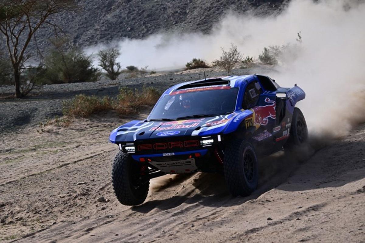 Ford Racing's US driver Mitch Guthrie Jr and his US co-driver Kellon Walch compete in Stage 2 of the 48th edition of the Dakar Rally, between Yanbu and Al Ula in Saudi Arabia, on January 5, 2026. Giuseppe CACACE / AFP