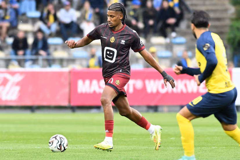 Mechelen's Redouane Halhal pictured in action during a soccer match between Royale Union Saint-Gilloise and KV Mechelen, Sunday 10 May 2026 in Brussels, on day seventh of the Champion's Play-offs of the 2025-2026 'Jupiler Pro League' first division of the Belgian championship. BELGA PHOTO JILL DELSAUX