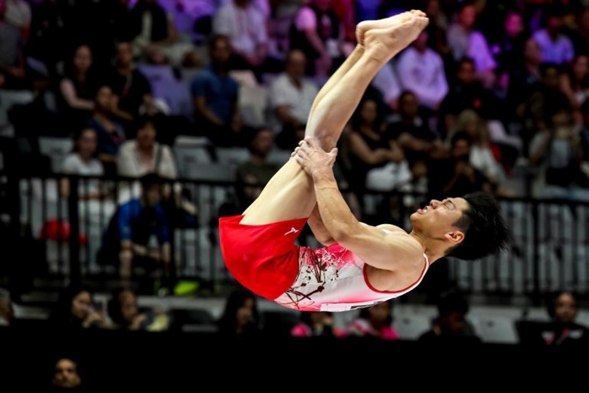 Japan's Daiki Hashimoto competes on the floor exercise during the men's all-around final at the 53rd FIG Artistic Gymnastics World Championships in Jakarta on October 22, 2025. BAY ISMOYO / AFP