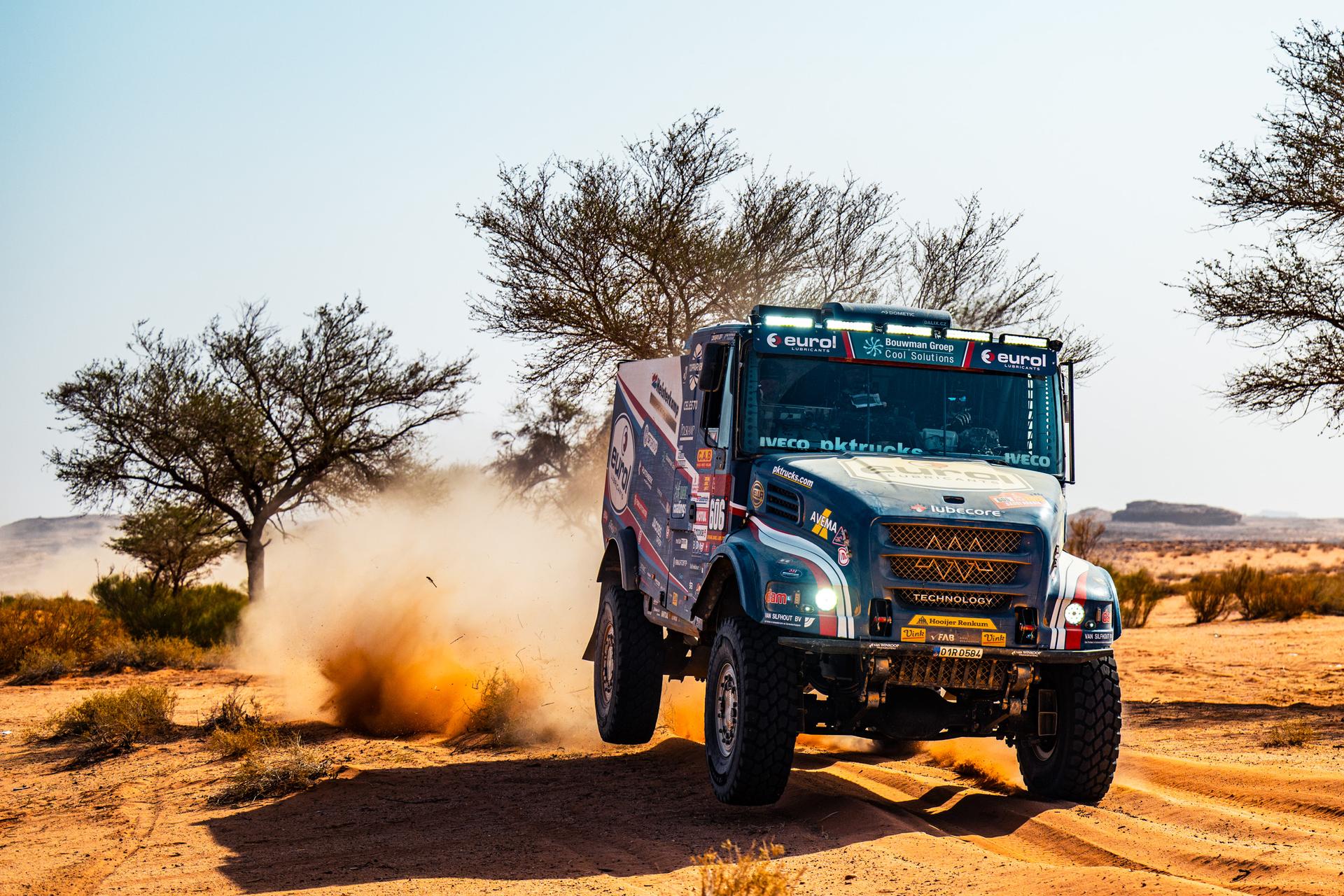 ATTENTION EDITORS - HAND OUT PICTURES - EDITORIAL USE ONLY - MANDATORY CREDIT: 'EUROL RALLYSPORT' Hand out picture released by Eric Dupain shows the truck of Martin van den Brink, Peter Willemsen and Rijk Mouw during stage 4 of the 2026 Dakar rally race in Al-Ula, Saudi Arabia on Wednesday 07 January 2026. *** Belga and Belga Editorial Board decline all responsibility regarding the content of this picture. *** PHOTO HAND OUT - EUROL RALLYSPORT
