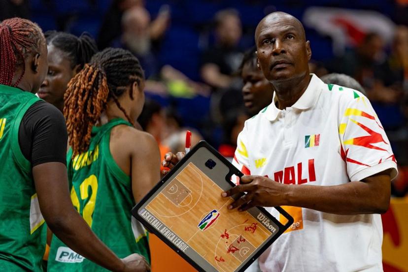 Mali's head coach Oumarou Sidiya is pictured during the 2026 FIBA Women's Basketball World Cup Group A match between Japan and Mali at the Berlin Arena in Berlin on September 4, 2026. Odd ANDERSEN / AFP