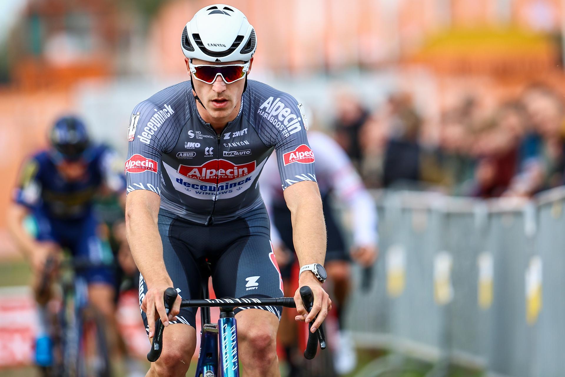 Belgian Niels Vandeputte pictured in action during the men's elite race of the Exact Cross Essen, stage 2 (out of 7) in the Exact Cross cyclocross competition, Saturday 18 October 2025, in Essen. BELGA PHOTO DAVID PINTENS