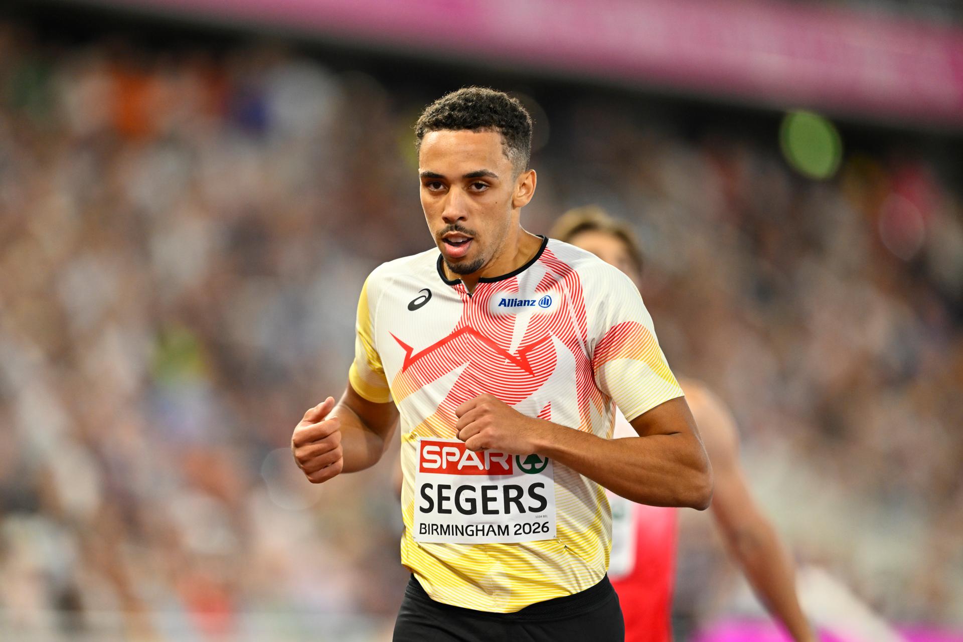 Belgium's Daniel Segers is pictured in action during the semifinal of the 100m event on the second day of the European Athletics Championships (August 10-18) in Birmingham, United Kingdom, on Tuesday 11 August 2026. BELGA PHOTO ERIC LALMAND