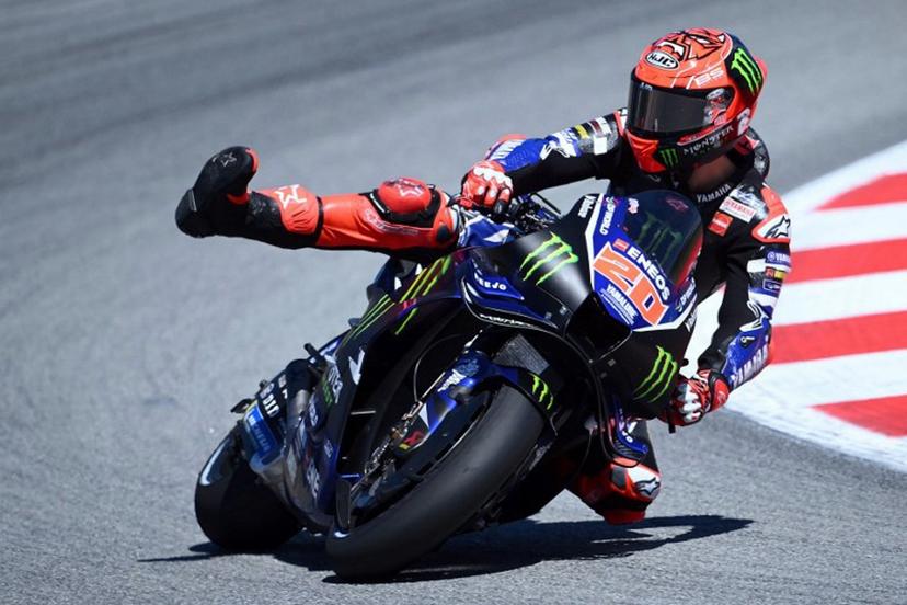 Team Monster Energy Yamaha MotoGP's Fabio Quartararo is seen during the qualifying session at the Catalunya Moto GP Grand Prix at the Catalunya racetrack in Montmelo, near Barcelona, on May 16, 2026. JOSE JORDAN / AFP
