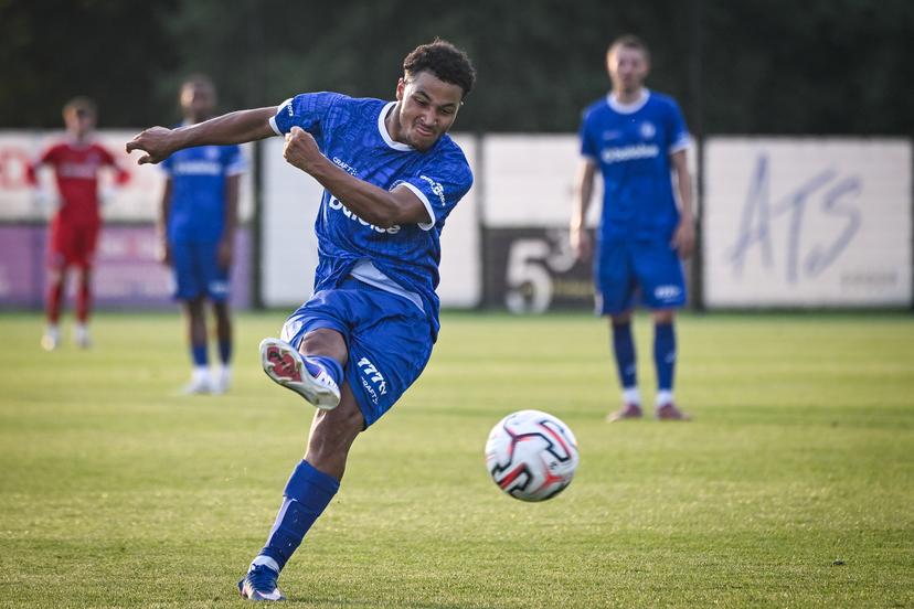 Gent's Momodou Lamin Sonko pictured in action during a friendly soccer game between first provincial division soccer team KFC Merelebeke and first division KAA Gent, on Saturday 27 June 2026 in Merelbeke, in preparation of the upcoming 2026-2027 Belgian first division soccer season. BELGA PHOTO ELIAS ROM