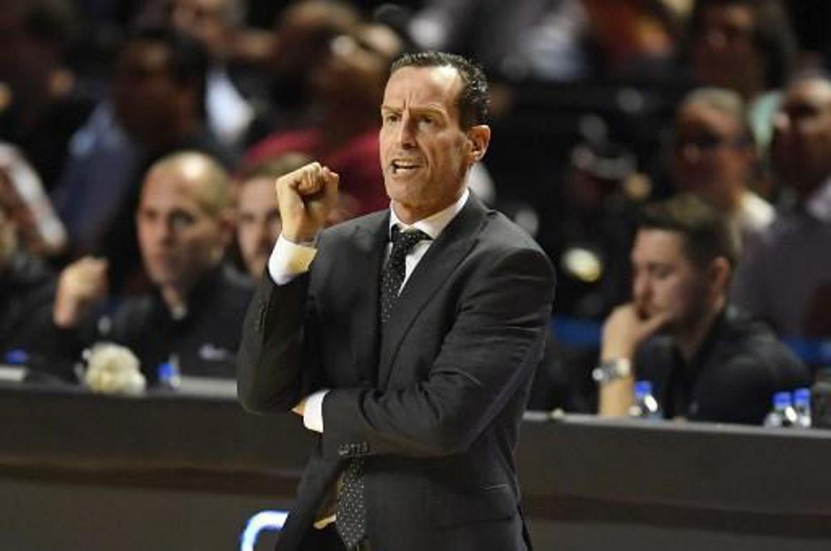 Brooklyn Nets coach Kenny Atkinson gestures during an NBA Global Games match against the Oklahoma City Thunder at the Mexico City Arena, on December 7, 2017, in Mexico City PEDRO PARDO / AFP