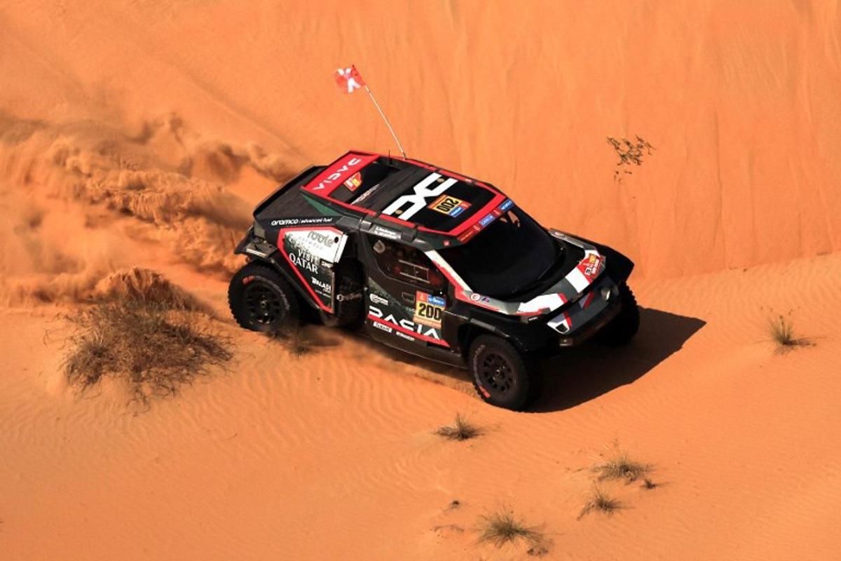 Qatari driver Nasser al-Attiyah and French co-driver Edouard Boulanger compete in Stage 10 of the Dakar Rally 2025, between Haradh and Shubaytah, Saudi Arabia, on January 15, 2025. Valery HACHE / AFP