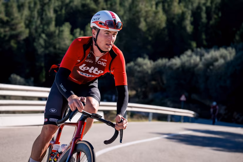 Belgian Mauro Cuylits of Lotto Development Team pictured in action during a training ride of the Lotto-Intermarche cycling team in Albir, Spain, Thursday 15 January 2026. BELGA PHOTO DAVID PINTENS