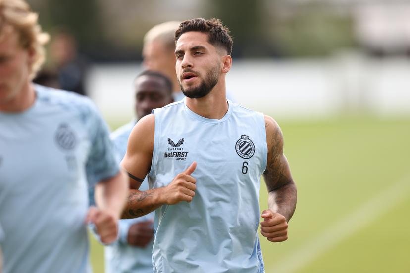 Club's Ludovit Reis pictured during a training session of belgian soccer team Club Brugge, in Brugge, on Tuesday 26 August 2025. The team will play the scottish team Glasgow Rangers on Wednesday, on the second leg of play-offs of the Champions League tournament. BELGA PHOTO BRUNO FAHY