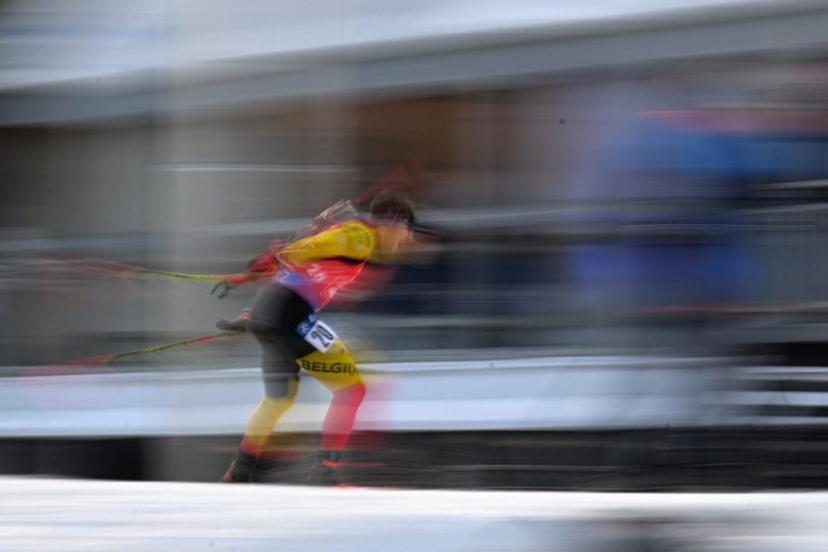 Belgium's Cesar Beauvais competes during the men's 4x7,5km relay event of the IBU Biathlon World Championships in Nove Mesto, Czech Republic on February 17, 2024. Michal CIZEK / AFP