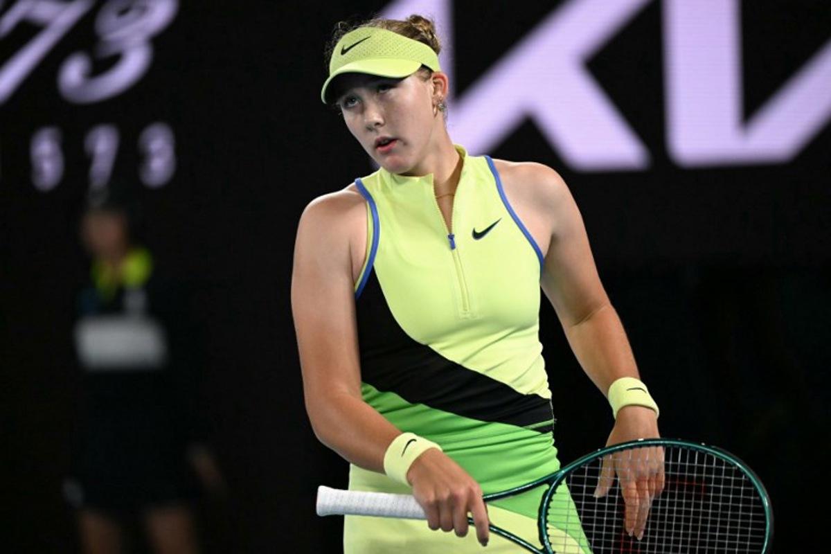 Russia's Mirra Andreeva reacts after a point against Ukraine's Elina Svitolina during their women's singles match on day eight of the Australian Open tennis tournament in Melbourne on January 25, 2026. WILLIAM WEST / AFP