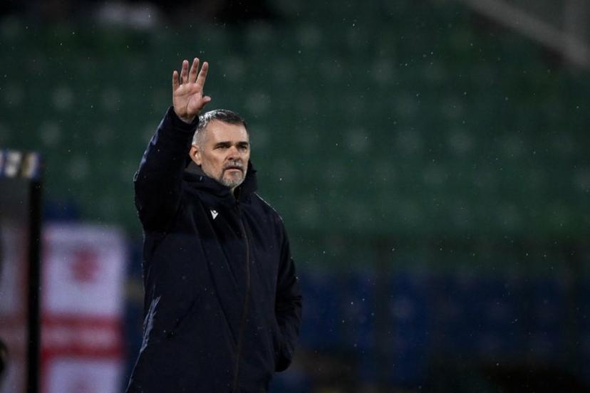 Georgia's coach Willy Sagnol gestures during the FIFA World Cup 2026 European qualification football match between Bulgaria and Georgia at the Vassil levski stadium, in Sofia, on November 18, 2025. Nikolay DOYCHINOV / AFP