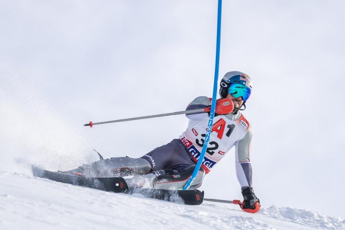 Marcel Hirscher of the Netherlands competes in the first run of the men's slalom race during the FIS Alpine Skiing World Cup in Hochgurgl, Austria on November 24, 2024. Johann GRODER / EXPA / APA / AFP