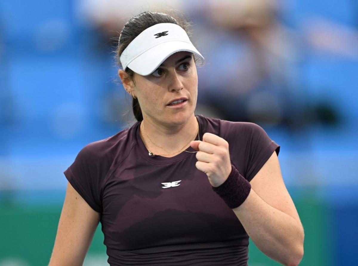 Kimberly Birrell of Australia reacts after making a point against Anna Bondar of Hungary during their women's singles semi-final match at the Korea Open tennis championships in Seoul on September 26, 2026. Jung Yeon-je / AFP