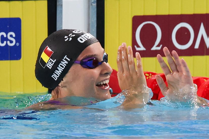 Belgian Sarah Dumont reacts during the semifinals of the women's 200m freestyle event at the European Aquatics Championships in Paris, France on Wednesday 12 August 2026. BELGA PHOTO VIRGINIE LEFOUR