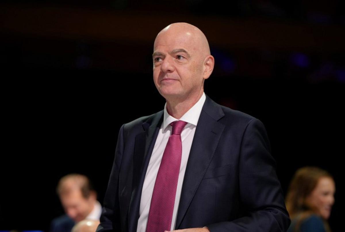 FIFA President Gianni Infantino arrives ahead of the start of the 50th UEFA Ordinary Congress in Brussels on February 12, 2026. Pau BARRENA / AFP