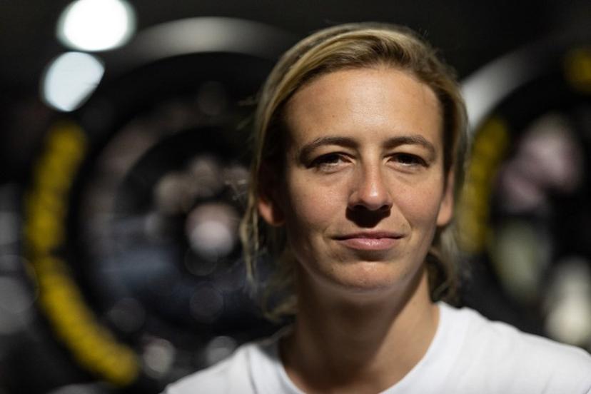 Belgium driver Sarah Bovy of the Iron Dames racing team poses for a photograph ahead of the Le Mans 24-hours endurance race at the Le Mans racetrack, western France on June 13, 2024. FRED TANNEAU / AFP