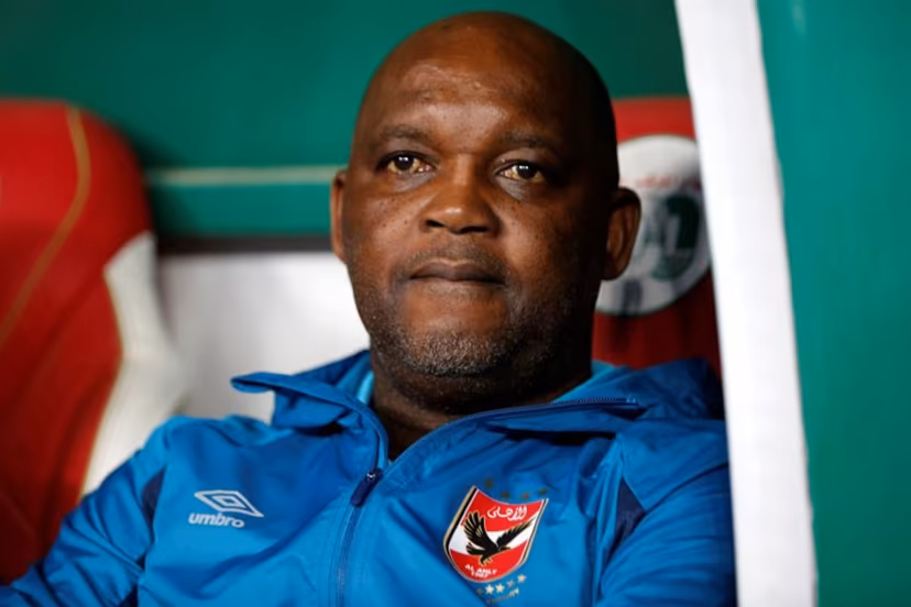 Ahly's South African coach Pitso Mosimane looks on during the CAF Champions League Semi-Final between Algeria's ES Setif and Egypt's al-Ahly at the 5 July stadium in the Algiers suburb of Ben Aknoun on May 14, 2022. AFP