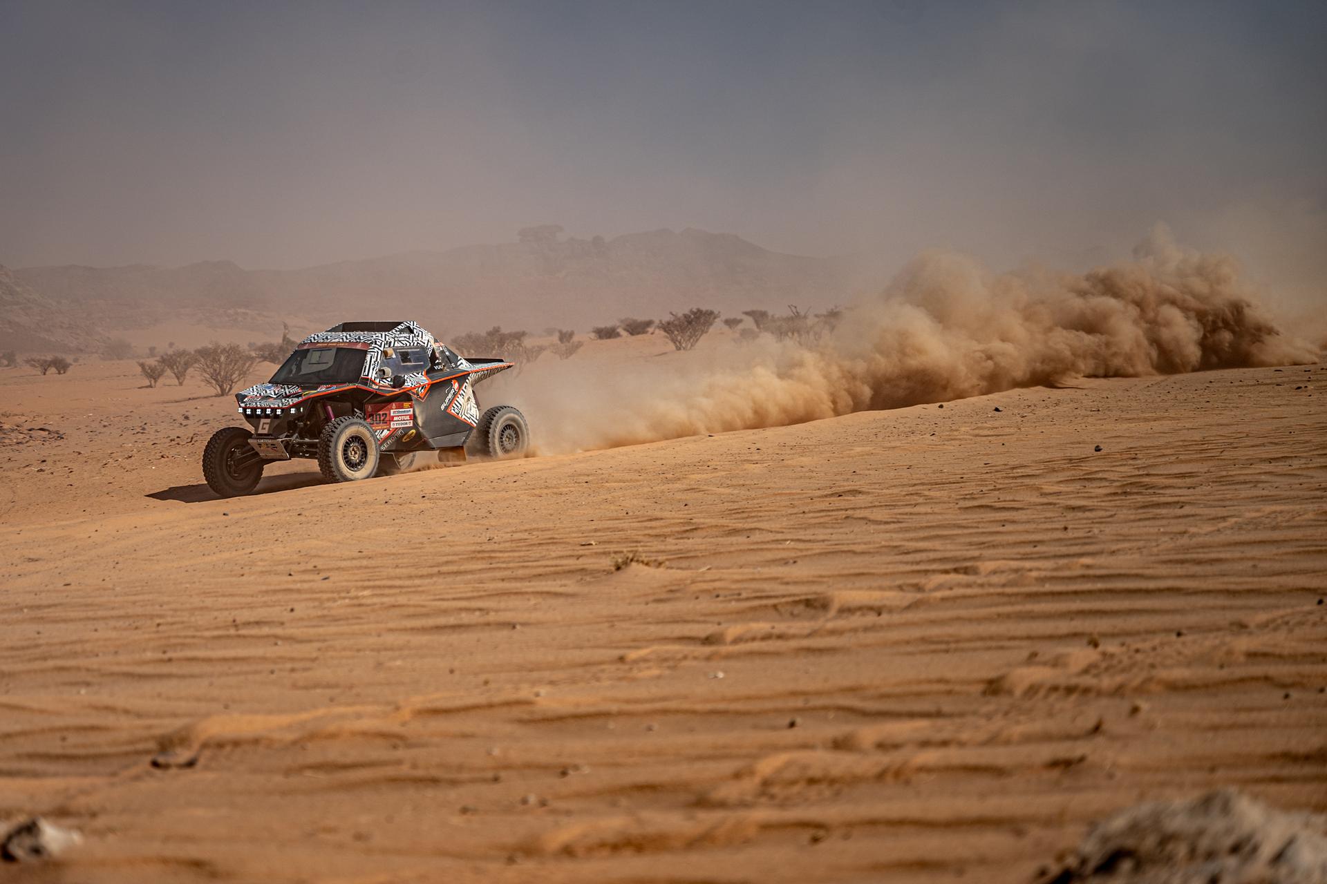 ATTENTION EDITORS - HAND OUT PICTURES - EDITORIAL USE ONLY - MANDATORY CREDIT: 'SIMON BAUCHAU' Hand out picture released by Eric Dupain shows Puck Klaassen during stage 8 of the 2026 Dakar rally race in Wadi Ad Dawasir, Saudi Arabia on Monday 12 January 2026. *** Belga and Belga Editorial Board decline all responsibility regarding the content of this picture. *** PHOTO HAND OUT - SIMON BAUCHAU