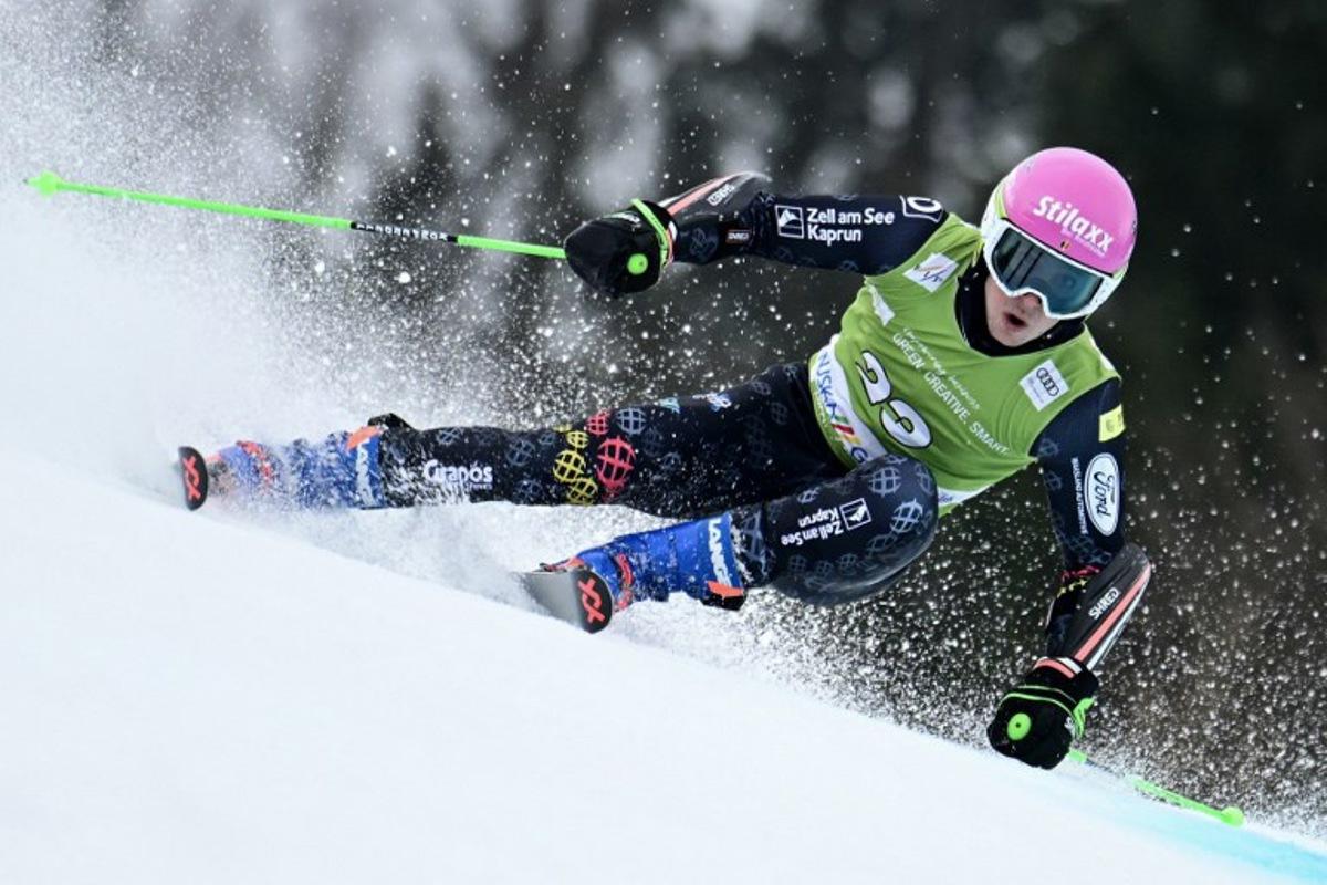Belgium's Sam Maes competes in the first run of the Men's Giant Slalom event of the Kranjska Gora 2025 FIS Alpine World Ski Championships in Slovenia on March 1, 2025. Jure Makovec / AFP