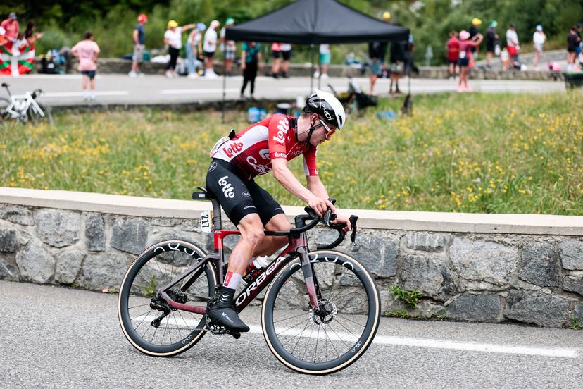 Belgian Lennert Van Eetvelt of Lotto Cycling Team pictured in action during stage 14 of the 2025 Tour de France cycling race, from Pau to Luchon-Superbagneres (183 km), on Saturday 19 July 2025 in France. The 112th edition of the Tour de France starts on Saturday 5 July in Lille, France, and will finish in Paris, France on the 27th of July. BELGA PHOTO POOL LUCA BETTINI