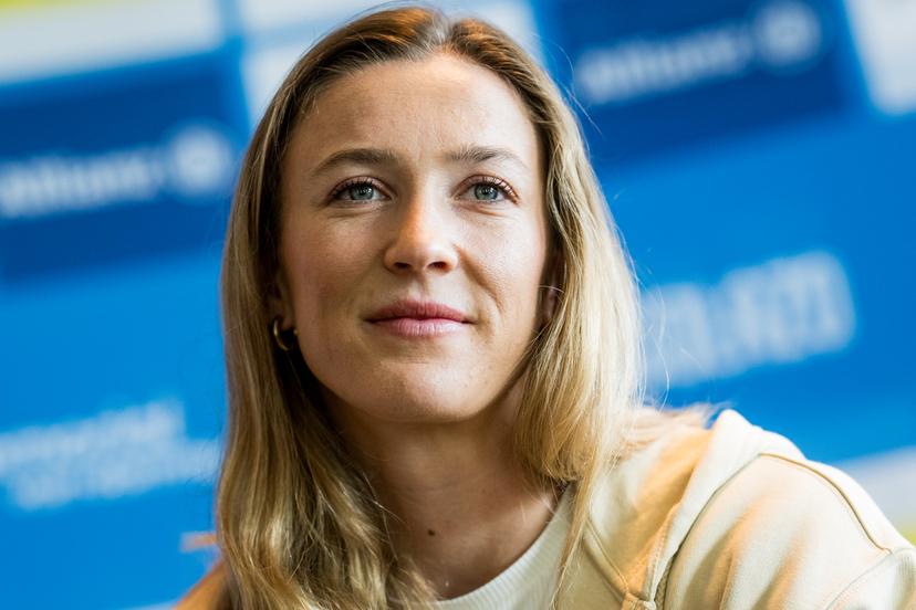 Belgian Paulien Couckuyt talks to the press during a press conference on the 50th edition of the Memorial Van Damme athletics event in Brussels, Tuesday 1 September 2026. The 2026 Allianz Memorial Van Damme Diamond League meeting takes place on 04 and 05 September 2026. BELGA PHOTO JASPER JACOBS