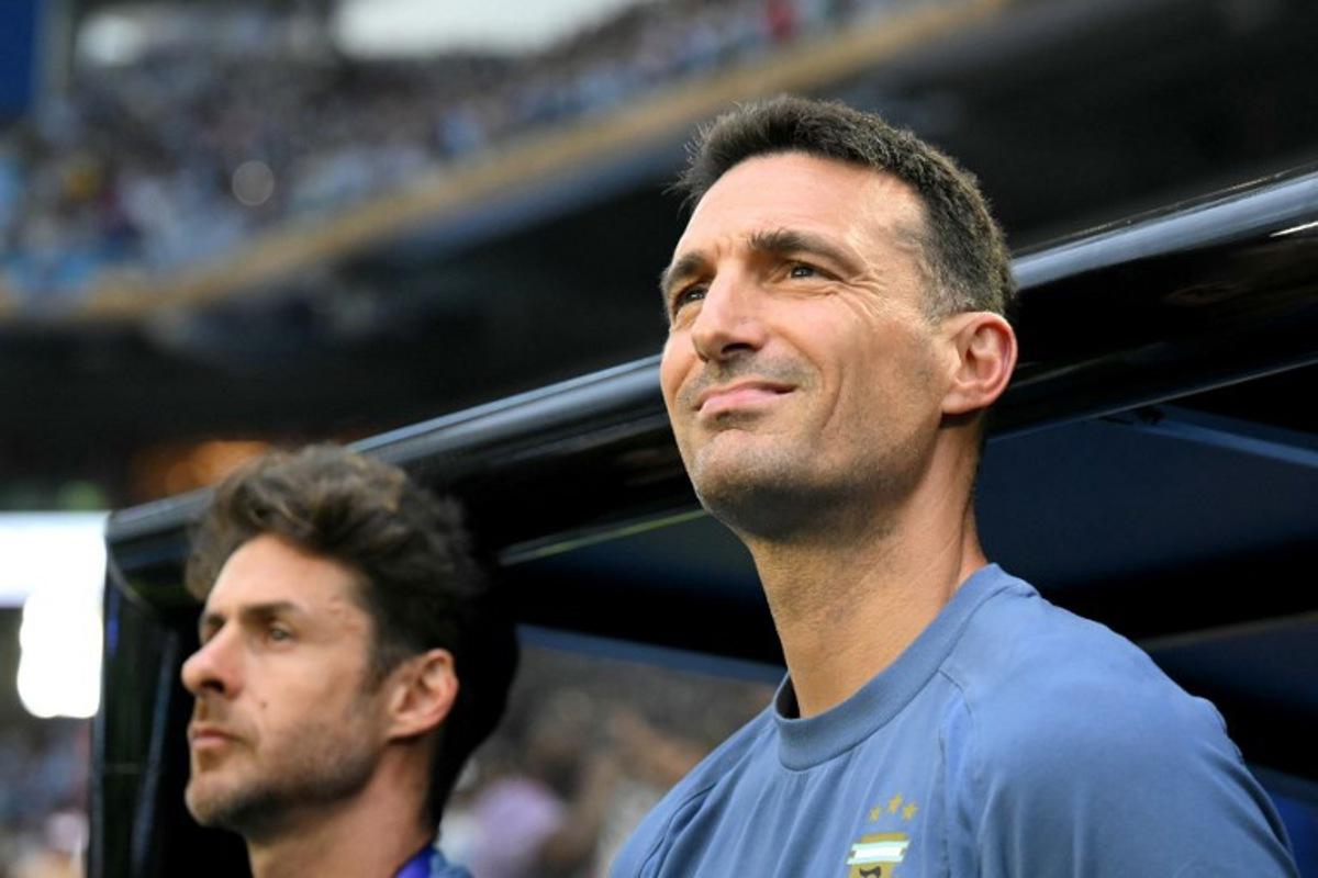 Argentina's head coach Lionel Scaloni gestures ahead of the 2026 World Cup round of 32 football match between Argentina and Cape Verde at the Miami Stadium in Miami Gardens on July 3, 2026. CHANDAN KHANNA / AFP
