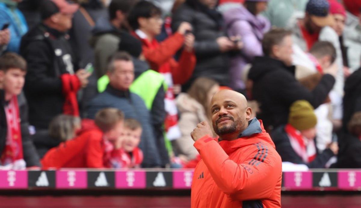 Bayern Munich's Belgian head coach Vincent Kompany looks on prior to the German first division Bundesliga football match between FC Bayern Munich and Union Berlin in Munich, southern Germany, on March 21, 2026. Karl-Josef HILDENBRAND / AFP