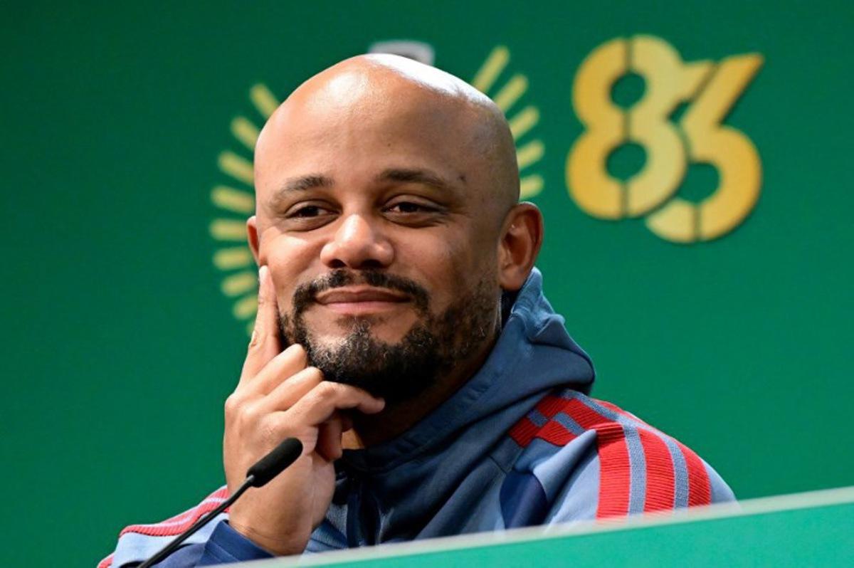 Bayern Munich's Belgian head coach Vincent Kompany addresses a press conference on the eve of the German Cup (DFB Pokal) final football match FC Bayern Munich v VfB Stuttgart in Berlin, on May 22, 2026. Tobias SCHWARZ / AFP