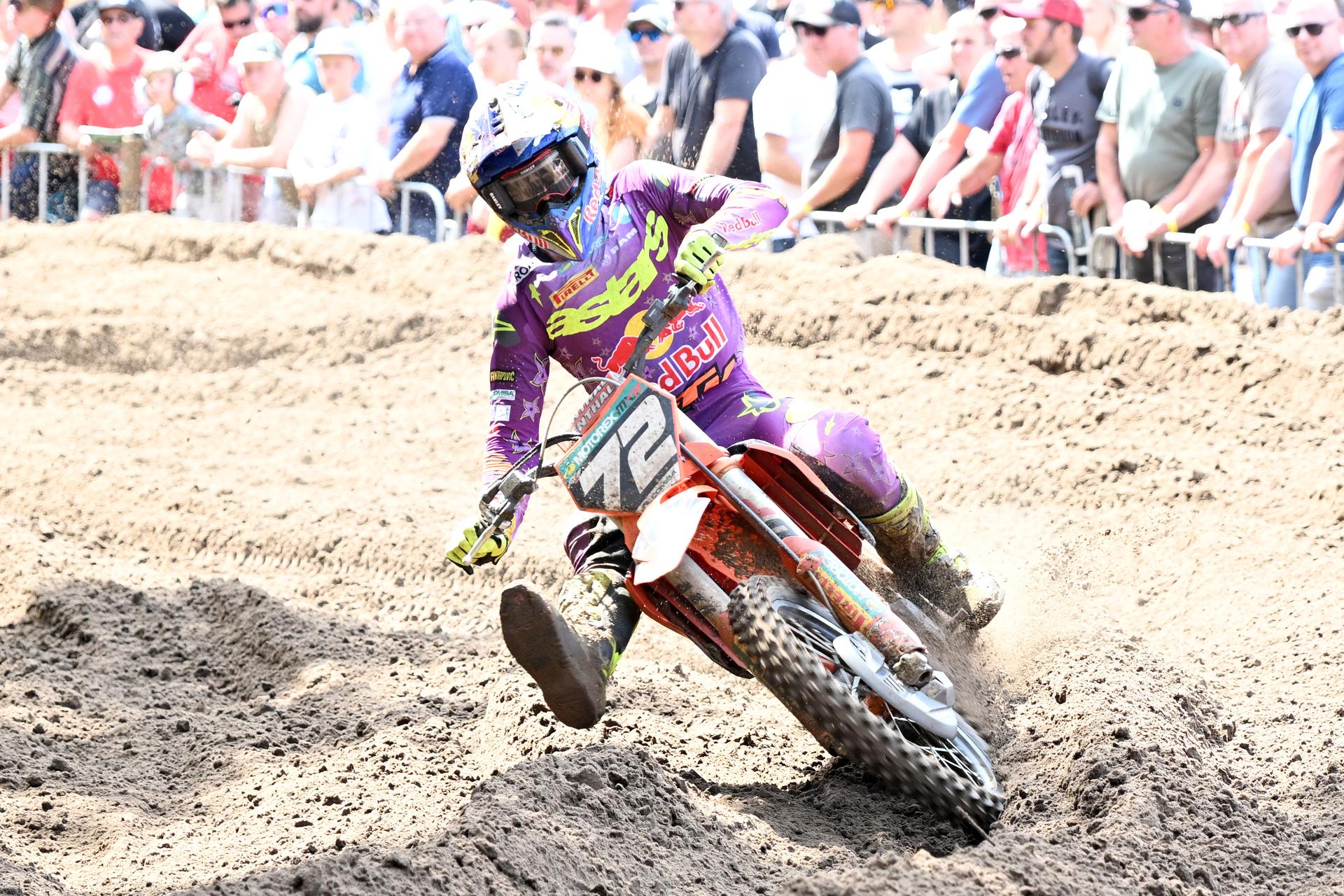 Belgian Liam Everts pictured in action during the Belgian Championships motocross at Keiheuvel, in Balen, Thursday 15 August 2024. BELGA PHOTO MAARTEN STRAETEMANS