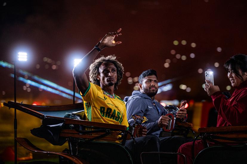 Brazilian Alison dos Santos pictured during the 50th edition of the Memorial Van Damme Diamond League athletics event in Brussels, Saturday 5 September 2026. BELGA PHOTO EMILE WINDAL