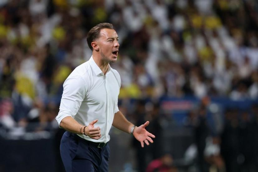 Ahli's German coach Matthias Jaissle gestures during the Saudi Pro League football match between Al-Ahli and Al-Nassr at at al-Awwal Stadium in Riyadh on September 13, 2024. Fayez NURELDINE / AFP