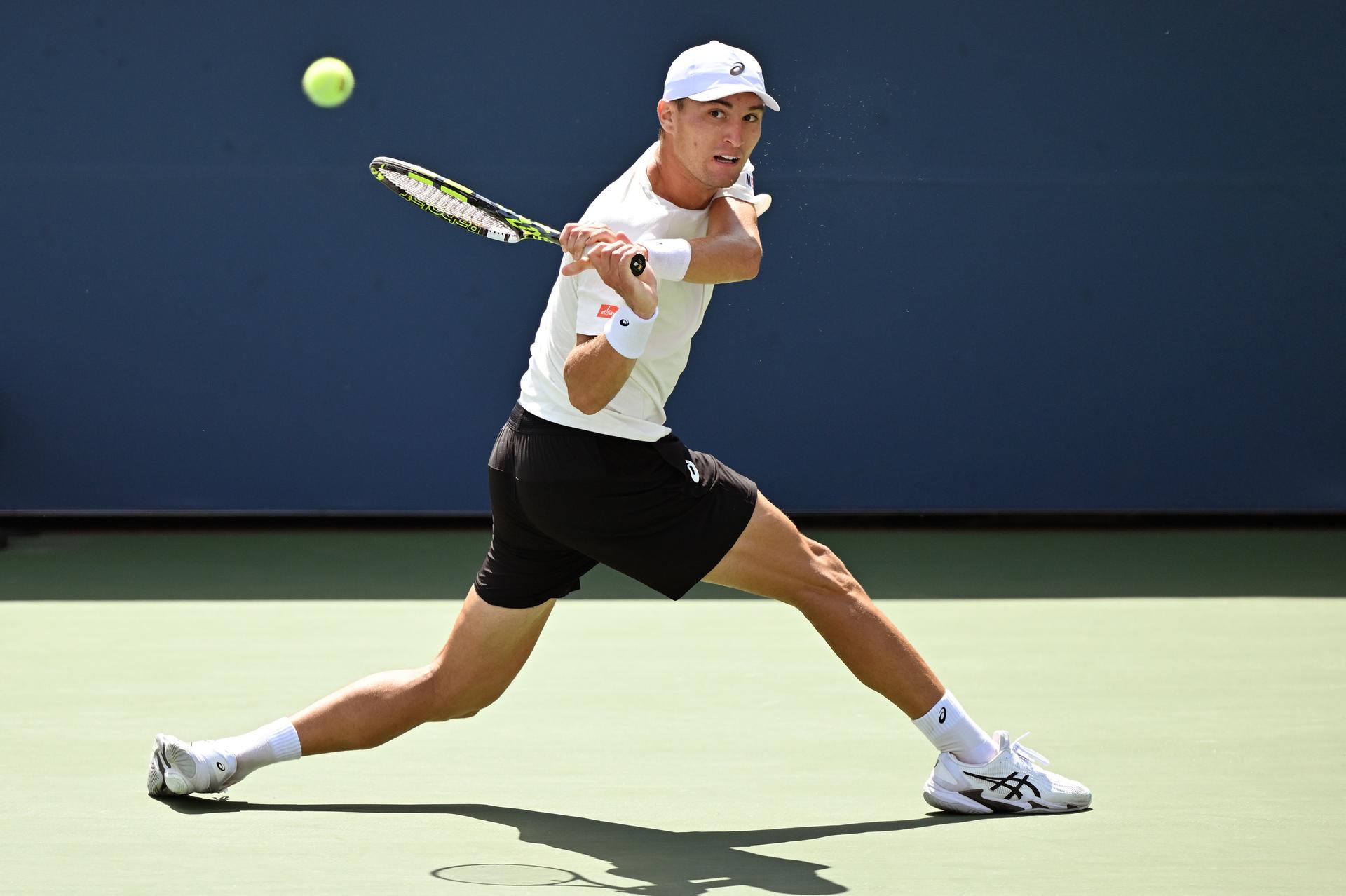 Czech Jiri Lehecka pictured in action during a tennis match against Belgian Raphael Collignon, in the third round of the men's singles of the 2025 US Open Grand Slam tennis tournament in New York City, USA, Friday 29 August 2025. BELGA PHOTO TONY BEHAR