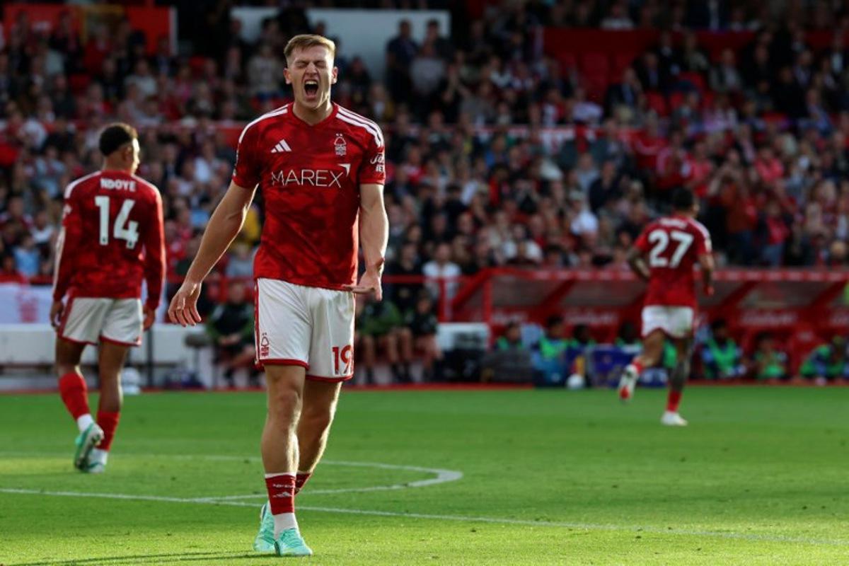 Nottingham Forest's English striker #19 Liam Delap reacts after failing to score during the English Premier League football match between Nottingham Forest and Coventry City at The City Ground in Nottingham, central England, on September 19, 2026. Darren Staples / AFP