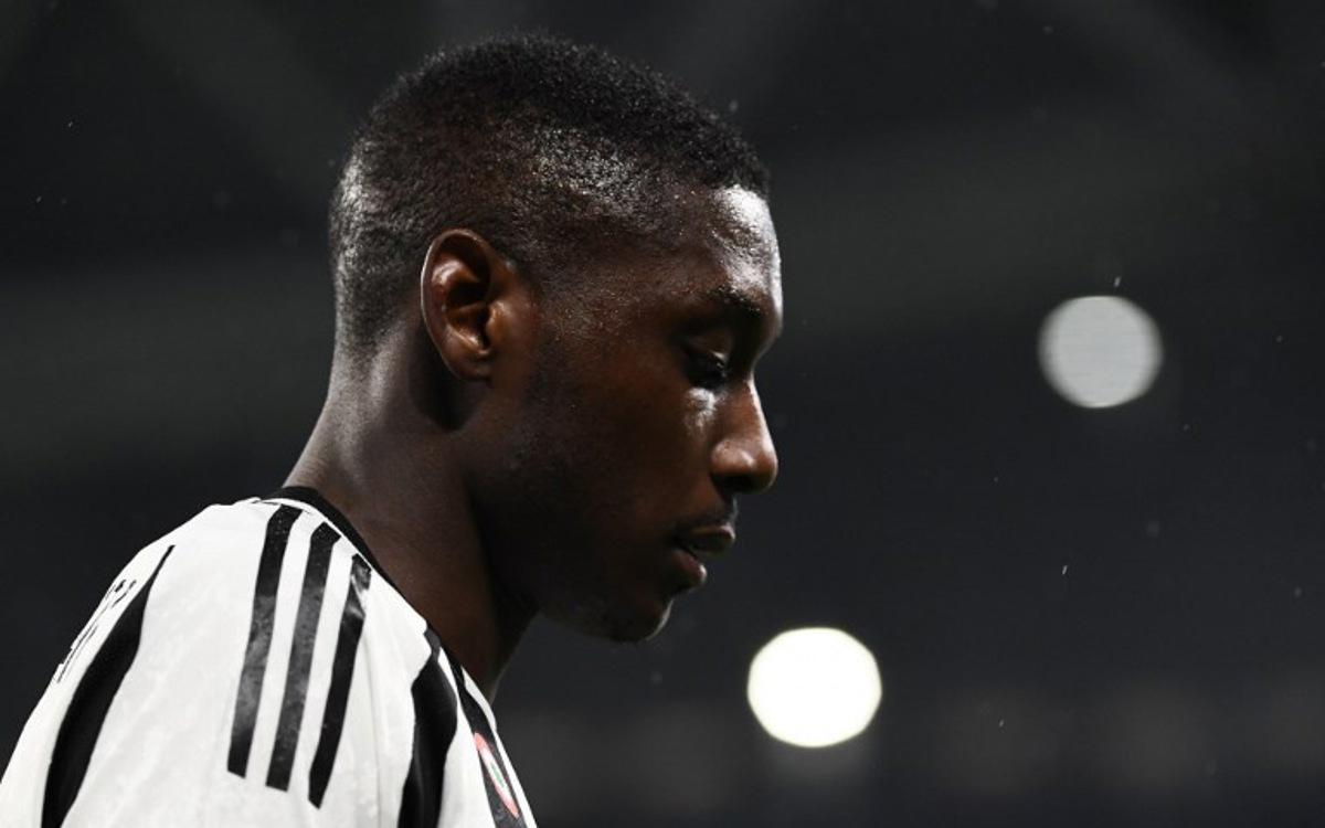 Juventus' French forward #20 Randal Kolo Muani reacts during the Italian Serie A first division football match between Juventus and Atalanta at the Allianz stadium in Turin, northern Italy, on March 9, 2025. Isabella BONOTTO / AFP