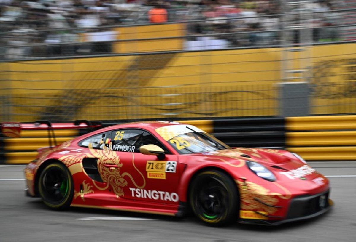 Absolute Racing's Belgian driver Laurens Vanthoor drives his car during the FIA GT World Cup qualifying session of the 71st Macau Grand Prix in Macau on November 15, 2024. Peter PARKS / AFP