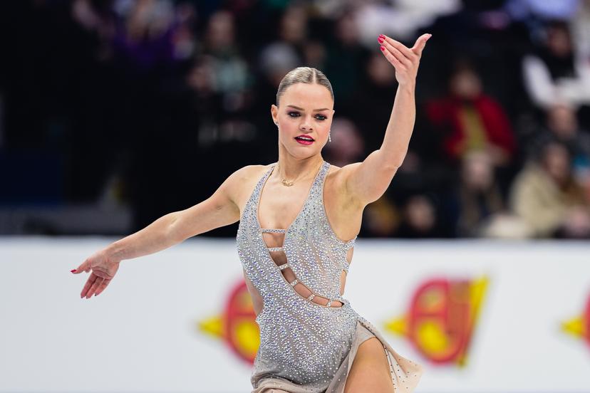 Loena Hendrickx of Belgium competes in the Women's Short Program during the ISU European Figure Skating Championships 2026 at Utilita Arena Sheffield in Sheffield, United Kingdom, on January 14, 2026. (Photo by Yuan Tian/NurPhoto) ---- ATTENTION EDITORS - BENELUX ONLY ----