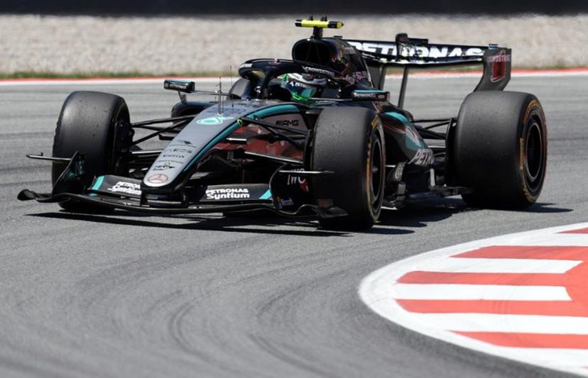 Mercedes' Italian driver Kimi Antonelli takes part in the first practice session at the Circuit de Catalunya ahead of the Catalonia Formula One Grand Prix in Montmelo, on the outskirts of Barcelona on June 12, 2026. Manaure QUINTERO / AFP