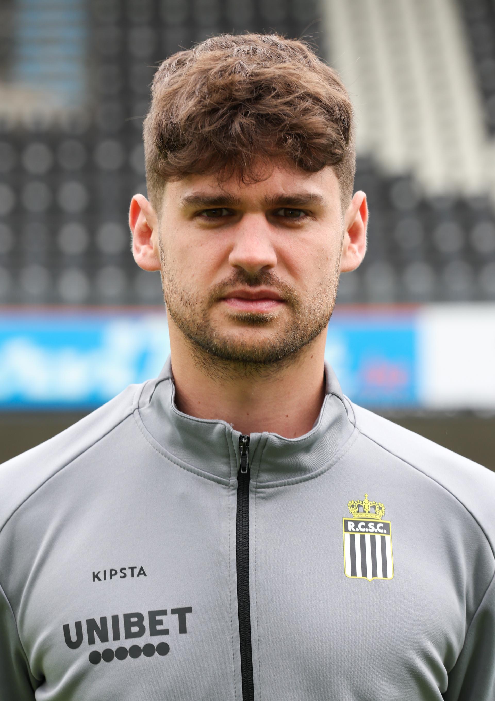 Charleroi's Amaury Smits poses for a portrait picture at the 2024-2025 season photoshoot of Belgian Jupiler Pro League team Sporting Charleroi, Friday 12 July 2024 in Charleroi. BELGA PHOTO VIRGINIE LEFOUR