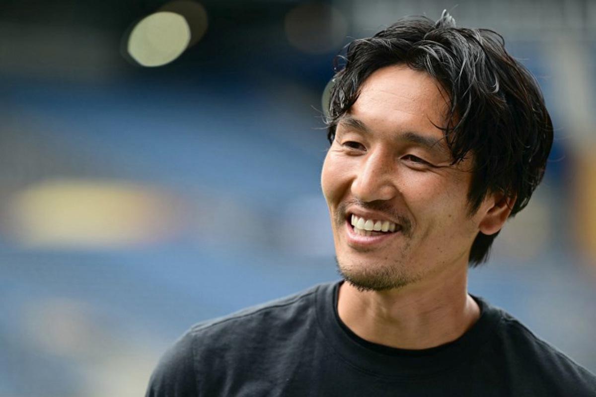 Urawa Red Diamonds' Japanese midfielder #09 Genki Haraguchi talks to the media at Lumen Field stadium in Seattle on June 20, 2025 on the eve of the Club World Cup 2025 Group E football match between Italy's Inter Milan and Japan's Urawa Red Diamonds. Pablo PORCIUNCULA / AFP