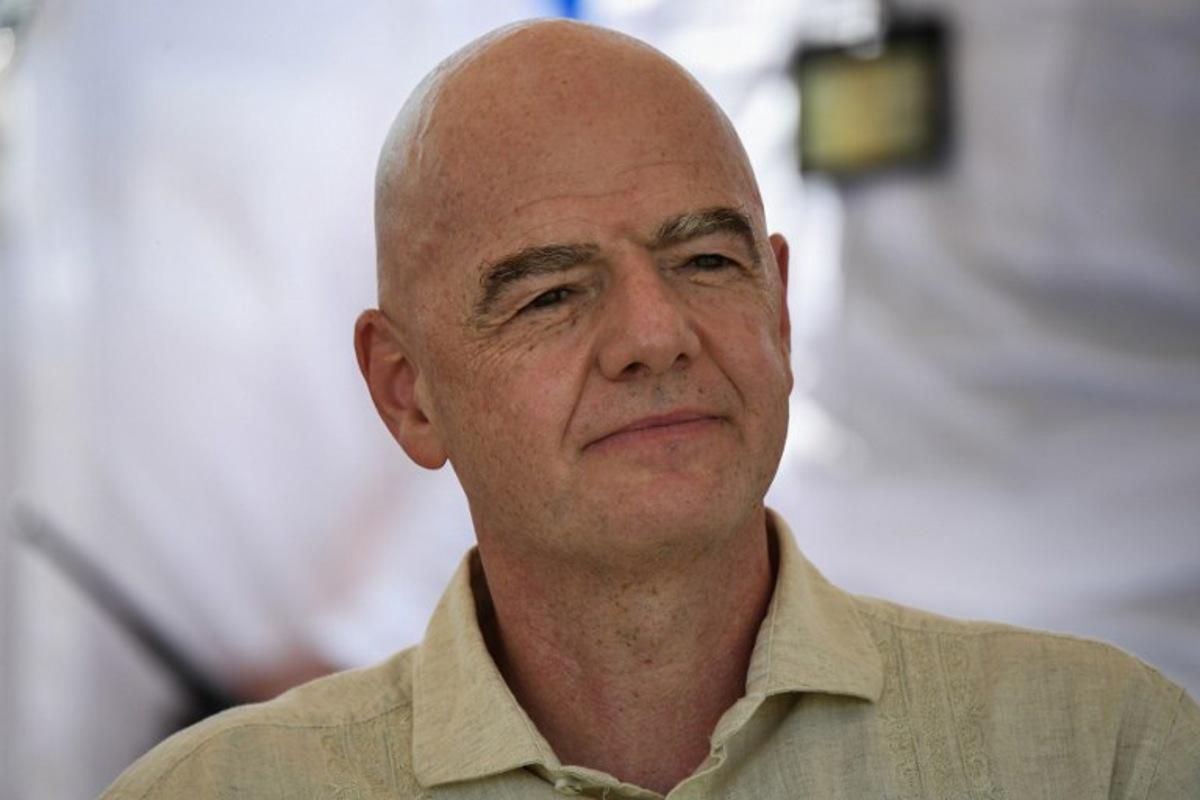 FIFA's president Gianni Infantino gestures during a visit to a sports complex in Cali, Colombia, on August 7, 2026. Jaime SALDARRIAGA / AFP