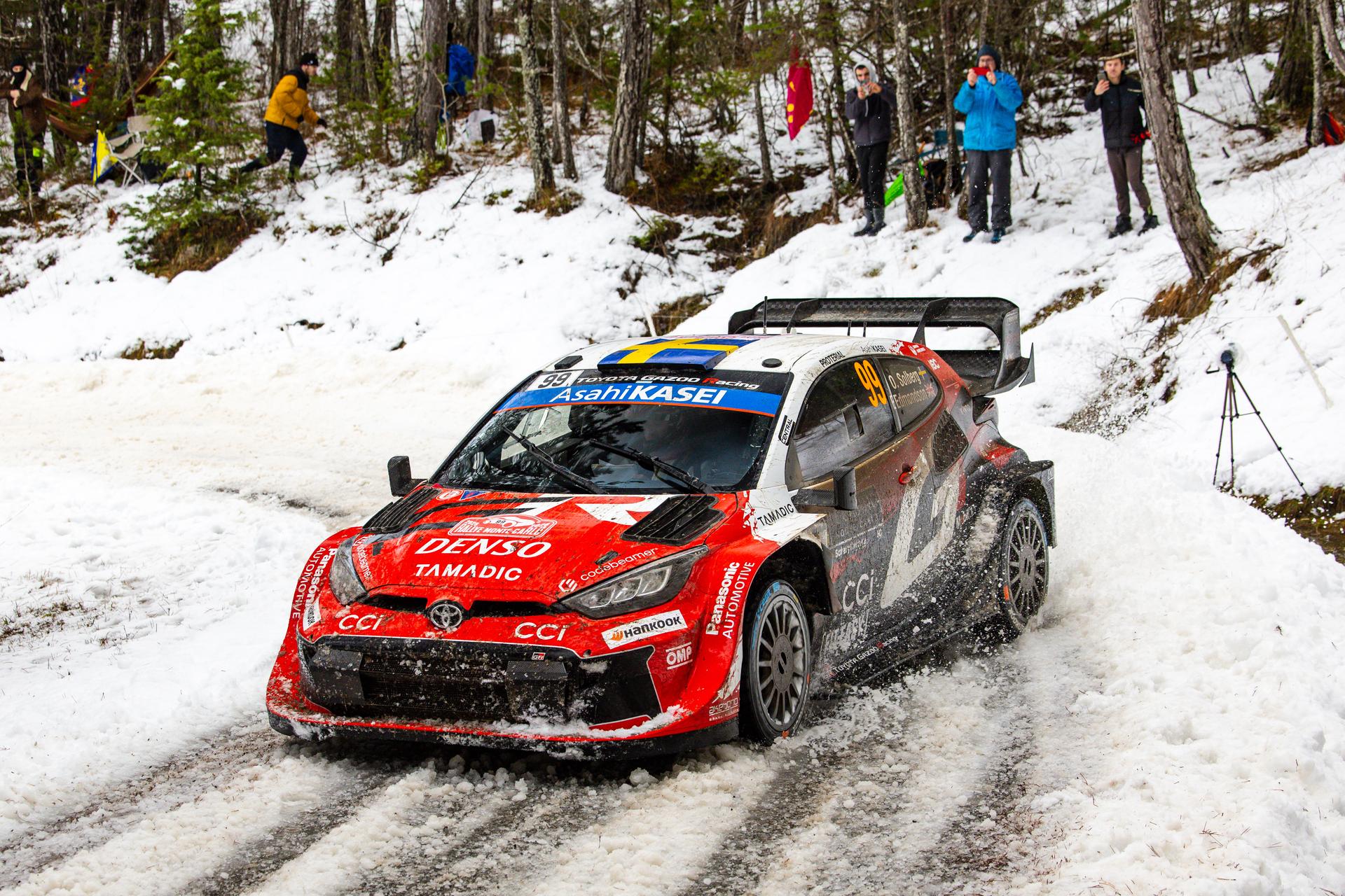 ATTENTION EDITORS - HAND OUT PICTURES - EDITORIAL USE ONLY - MANDATORY CREDIT: 'TOYOTA GAZOO RACING' Hand out picture released by Eric Dupain shows Oliver Solberg and Elliott Edmondson during stage 2 of the Monte-Carlo rally race in France, on Friday 23 January 2026. *** Belga and Belga Editorial Board decline all responsibility regarding the content of this picture. *** PHOTO HAND OUT - TOYOTA GAZOO RACING