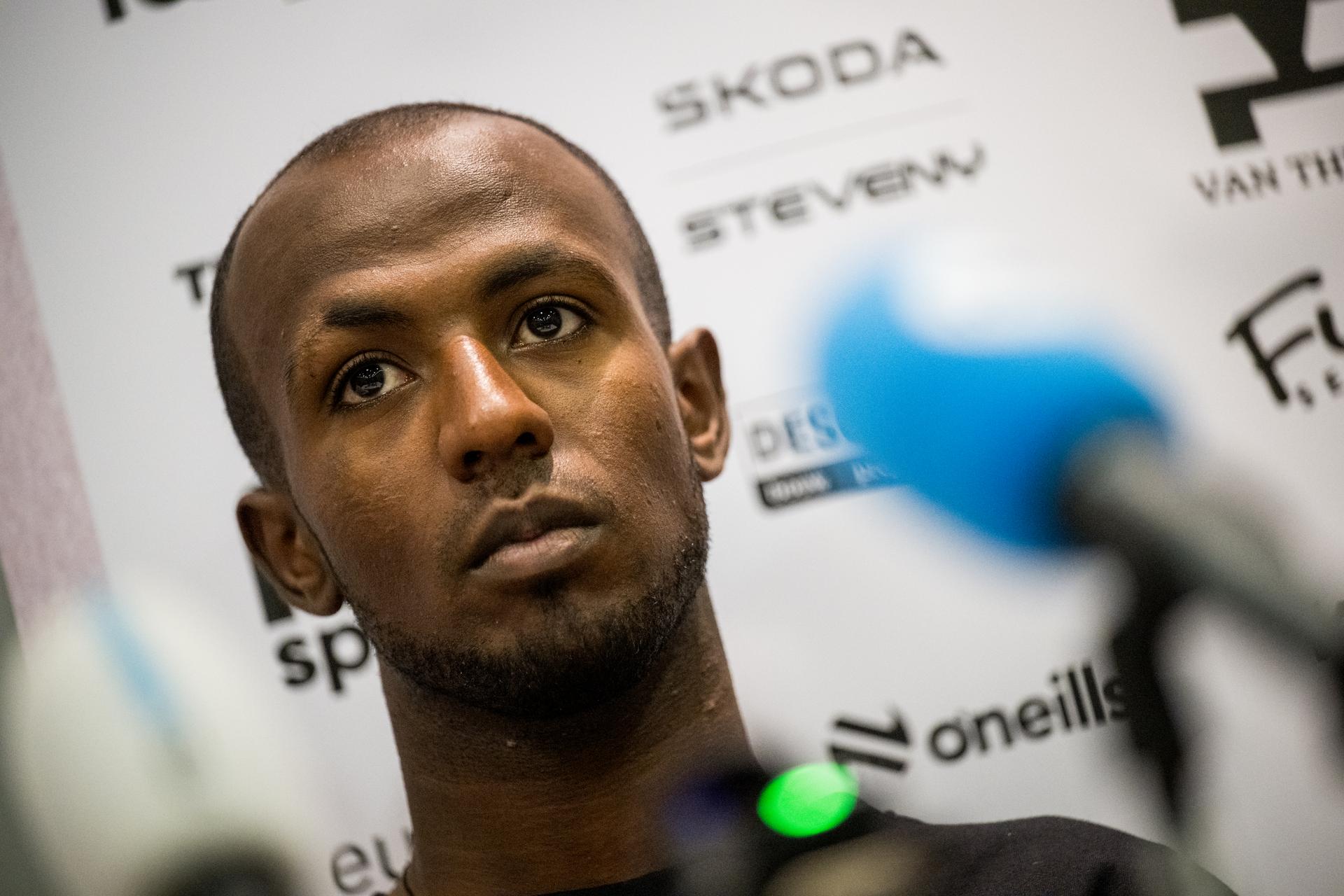 Eritrean Biniam Girmay Hailu of Intermarche-Wanty talks to the press during a press conference of the Intermarche-Wanty team ahead of the 2025 Tour de France cycling race, in Lesquin, France, on Friday 04 July 2025. The 112th edition of the Tour de France starts on Saturday 5 July in Lille, France, and will finish in Paris, France on the 27th of July. BELGA PHOTO JASPER JACOBS