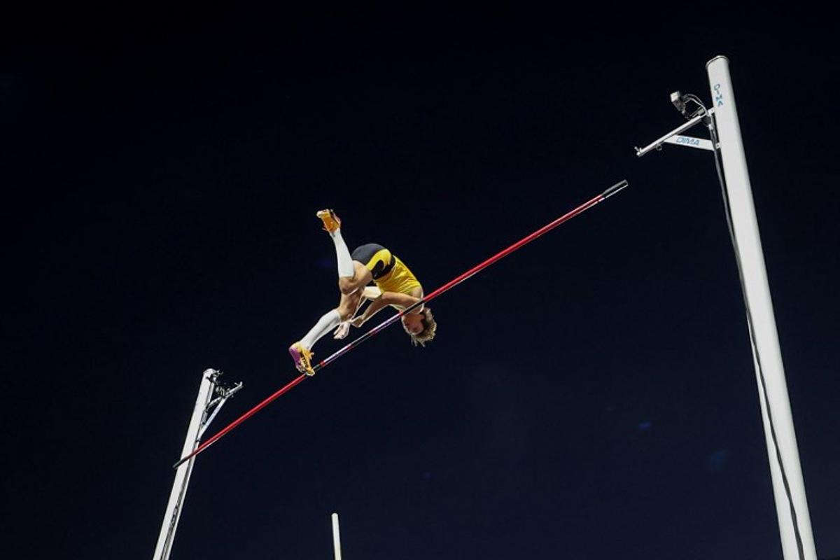 Sweden's Armand Duplantis competes in the men's pole vault event of the Diamond League athletics meeting at the Louis II stadium in Monaco on July 11, 2025. Valery HACHE / AFP
