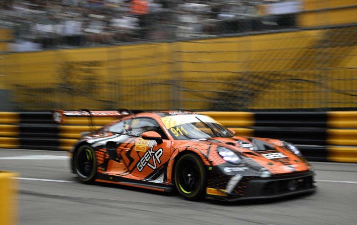 Absolute Racing's Belgian driver Alessio Picariello drives his car during the FIA GT World Cup qualifying session of the 71st Macau Grand Prix in Macau on November 15, 2024. Peter PARKS / AFP